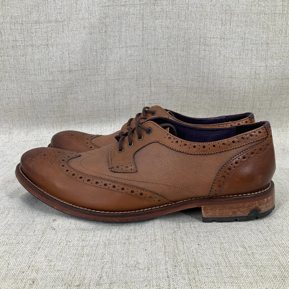 Ted Baker Cassiuss 4 Wingtip‎ Brogues Mens 11.5 Brown Leather Derby Shoes Luxury